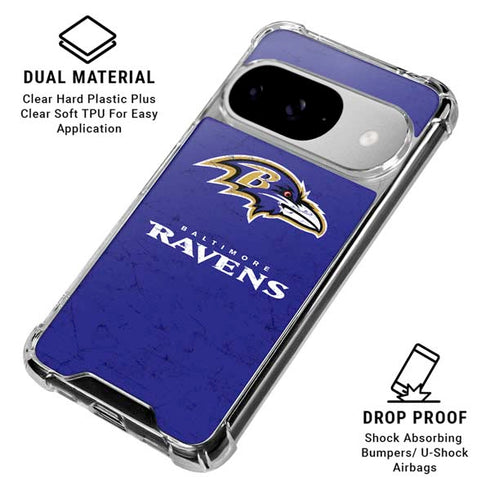 NFL Baltimore Ravens Distressed Google Pixel 10 Clear Case